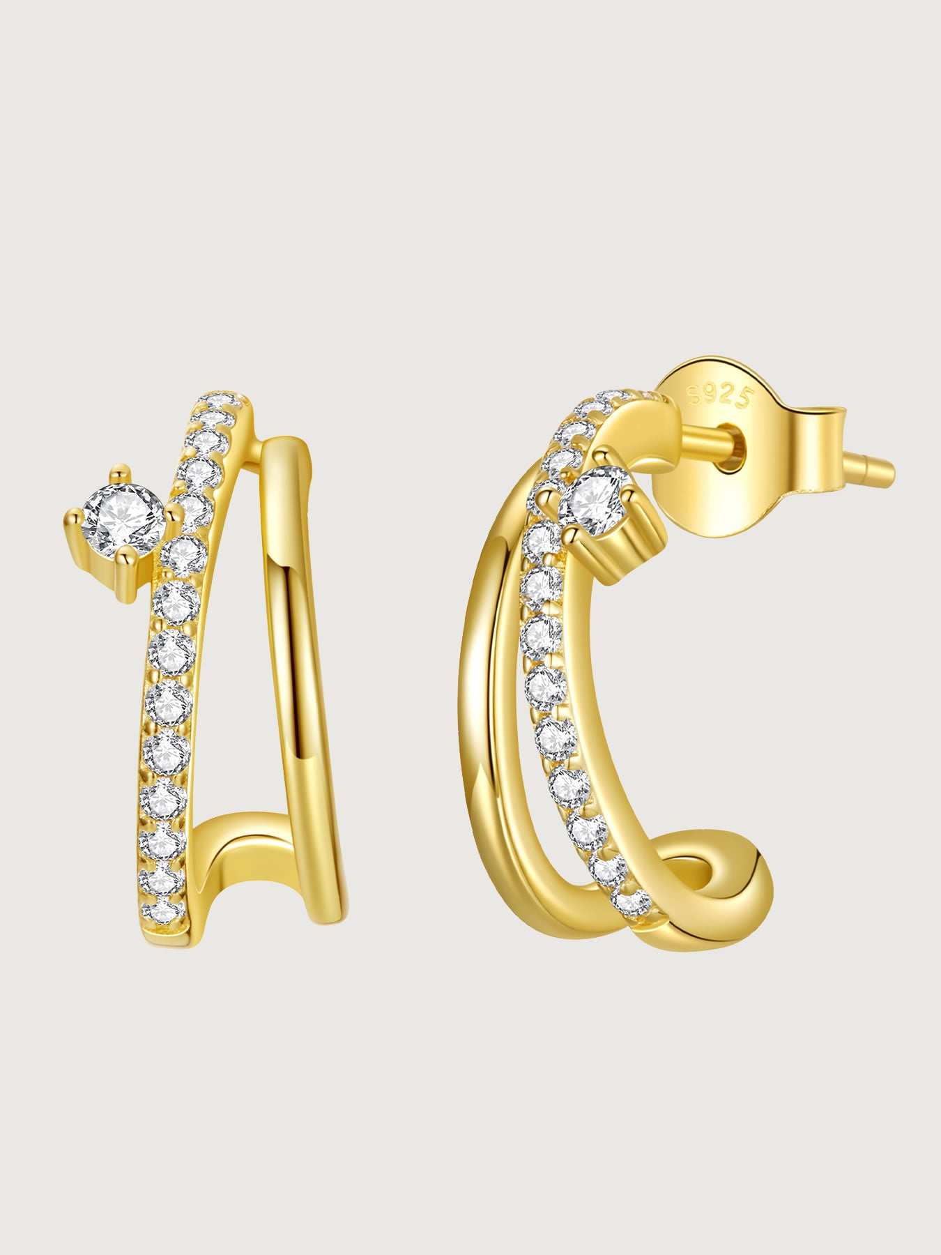 Cercei double hoop din argint cu moissanite