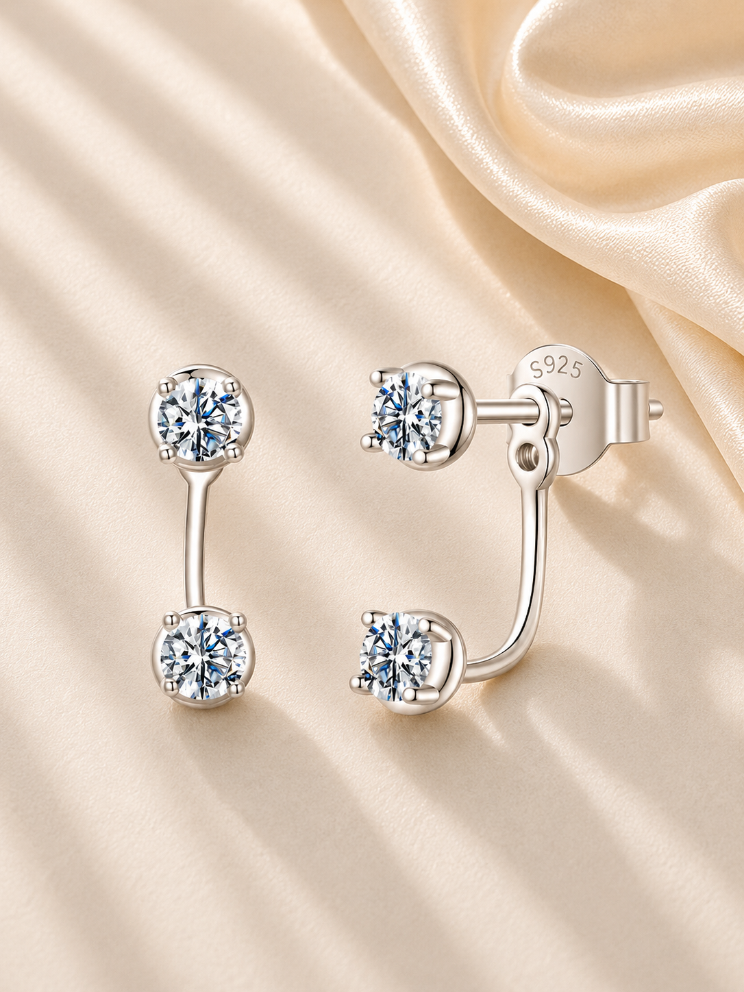 Cercei moderni tip double stud cu pietre
