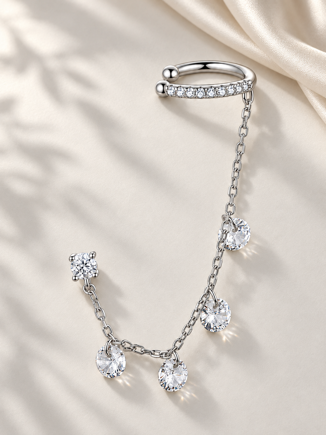 Cercei Ear Chain din Argint 925 cu Zirconii 5A