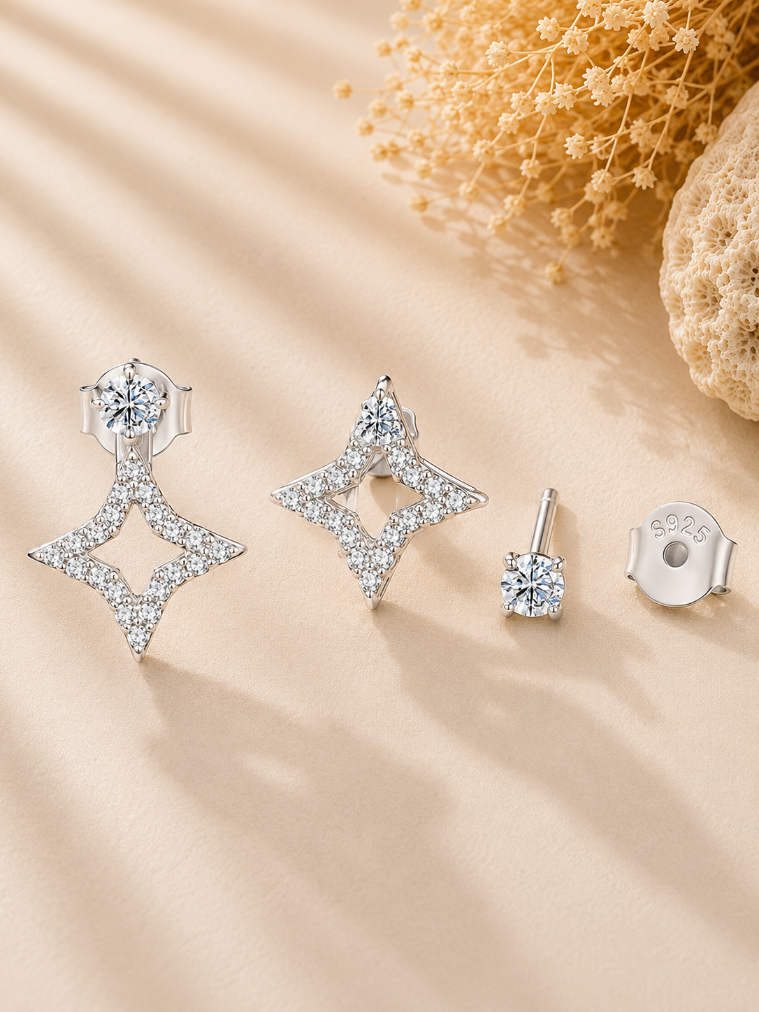 Cercei eleganti cu moissanite unghi