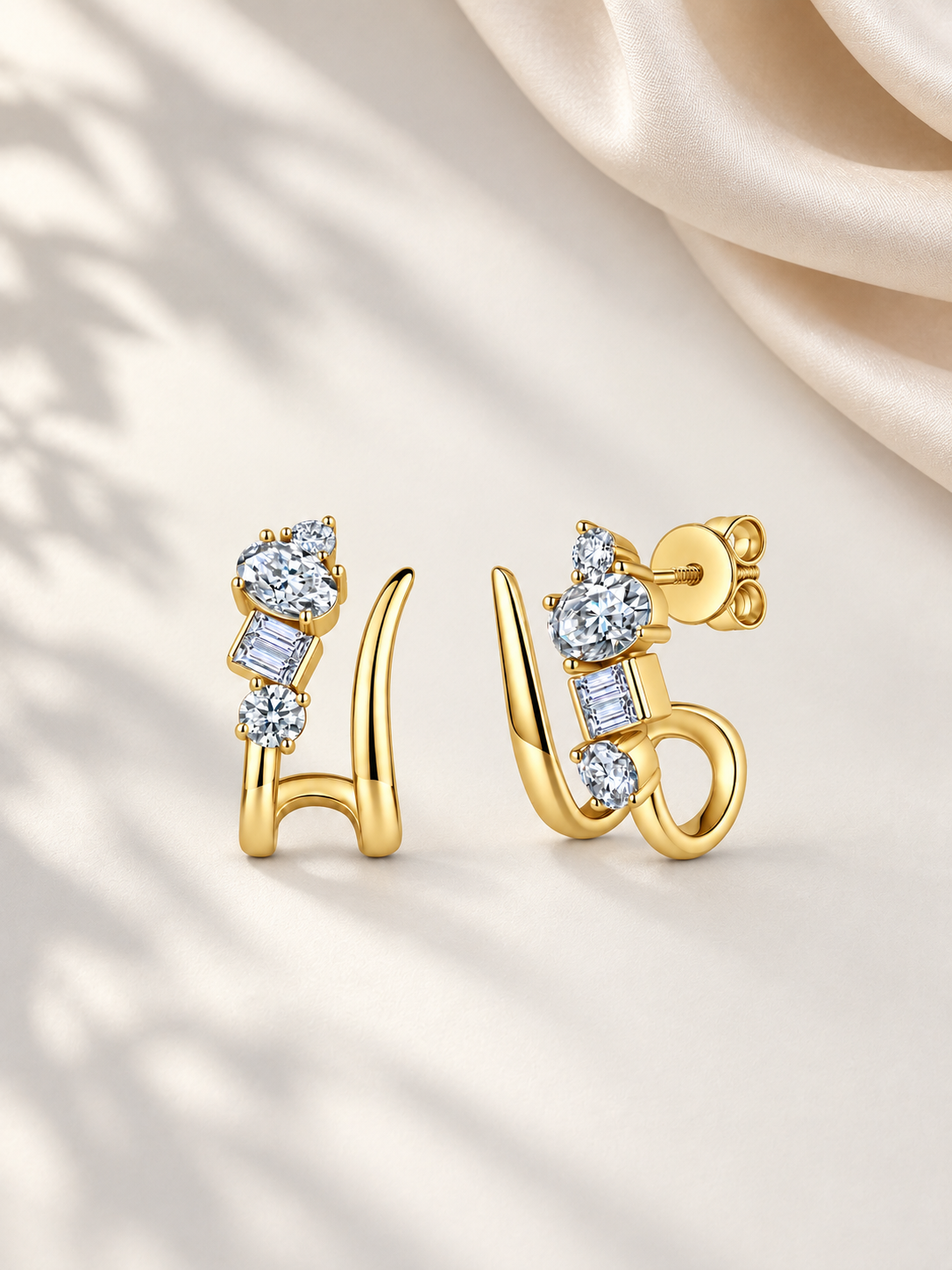 Cercei Gold cu Moissanite Oval și 1,9 CTW