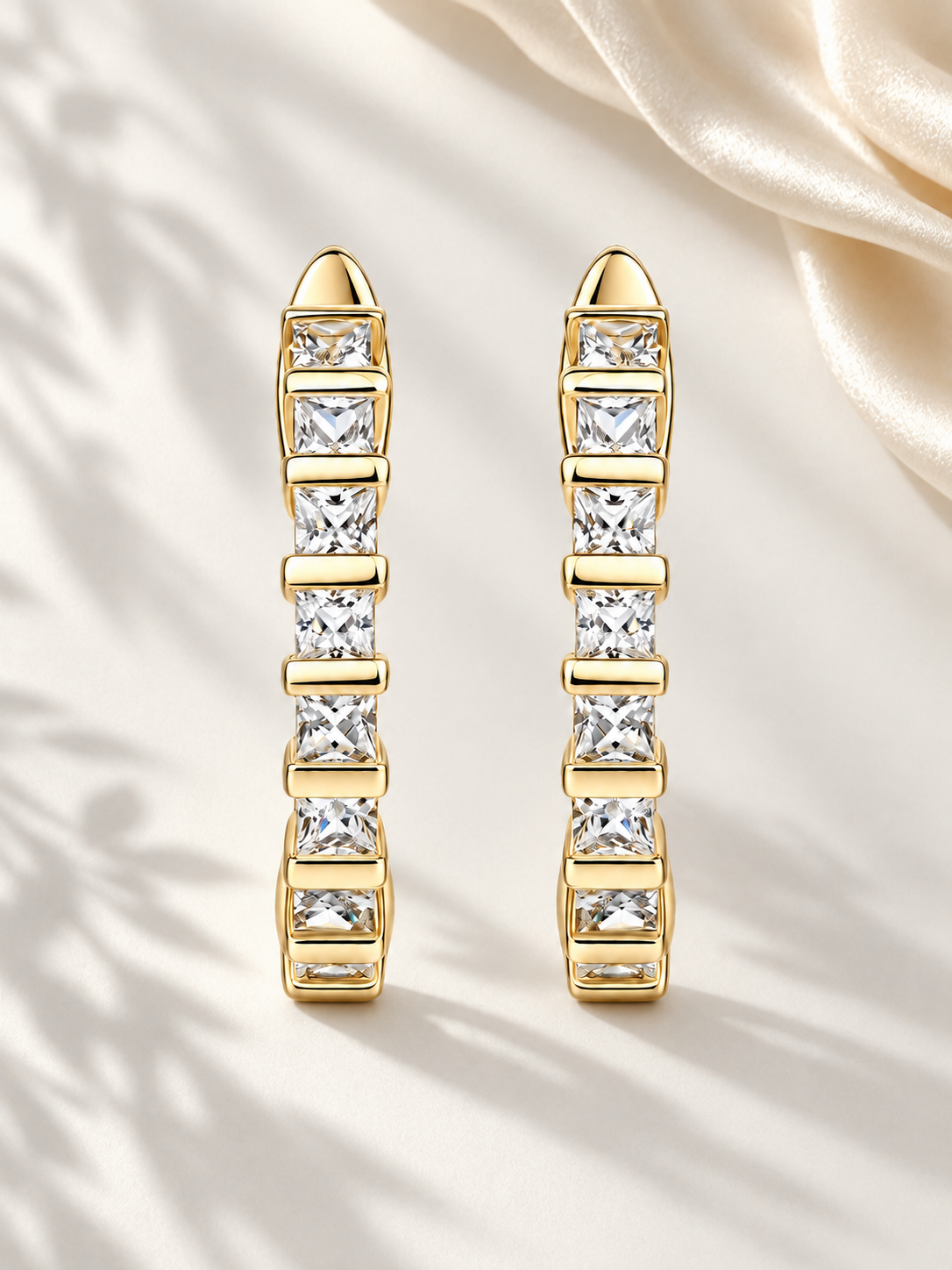Cercei Gold cu Moissanite 6A Tăietură Princess