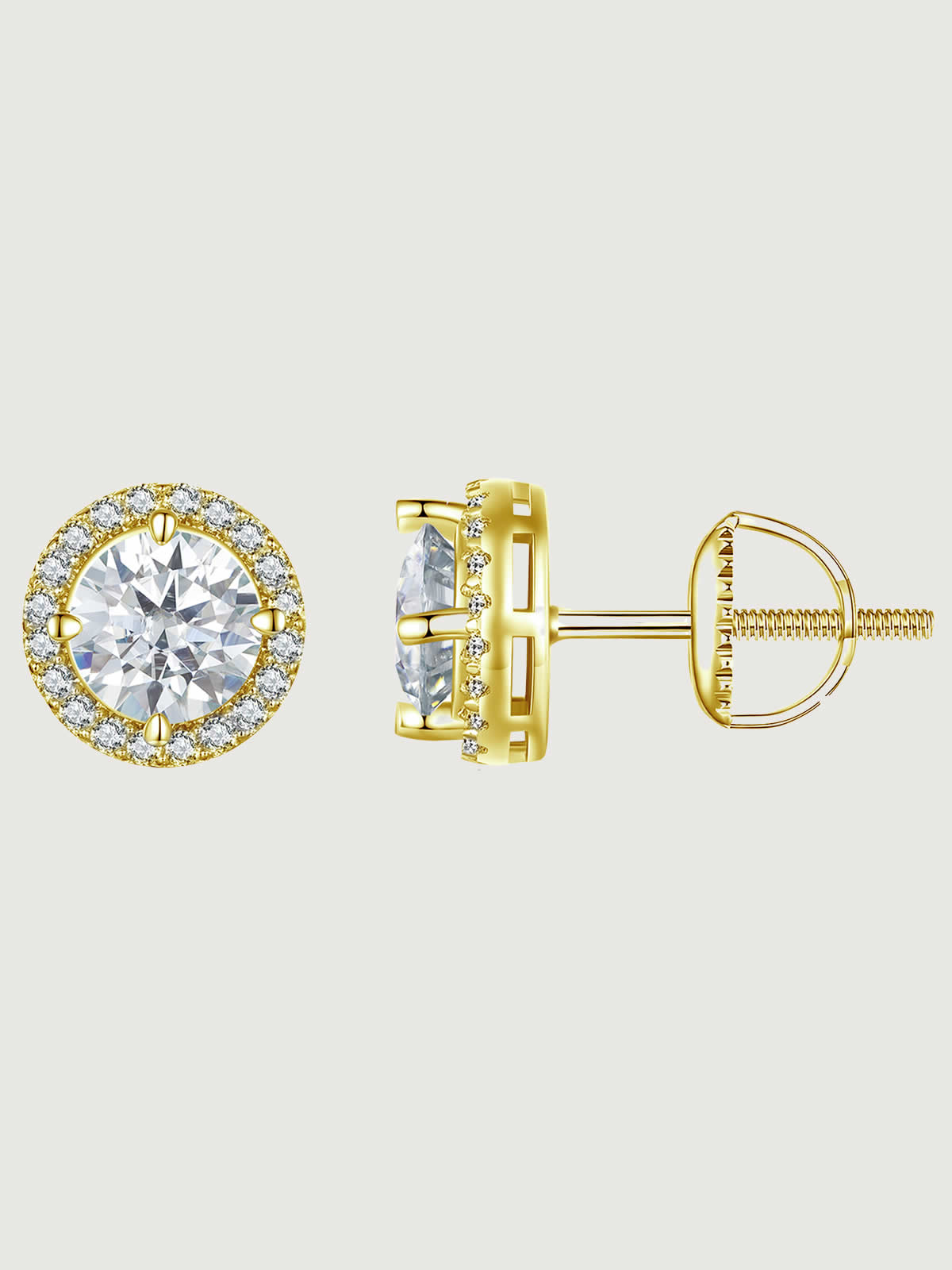 Cercei din argint cu moissanite design halo