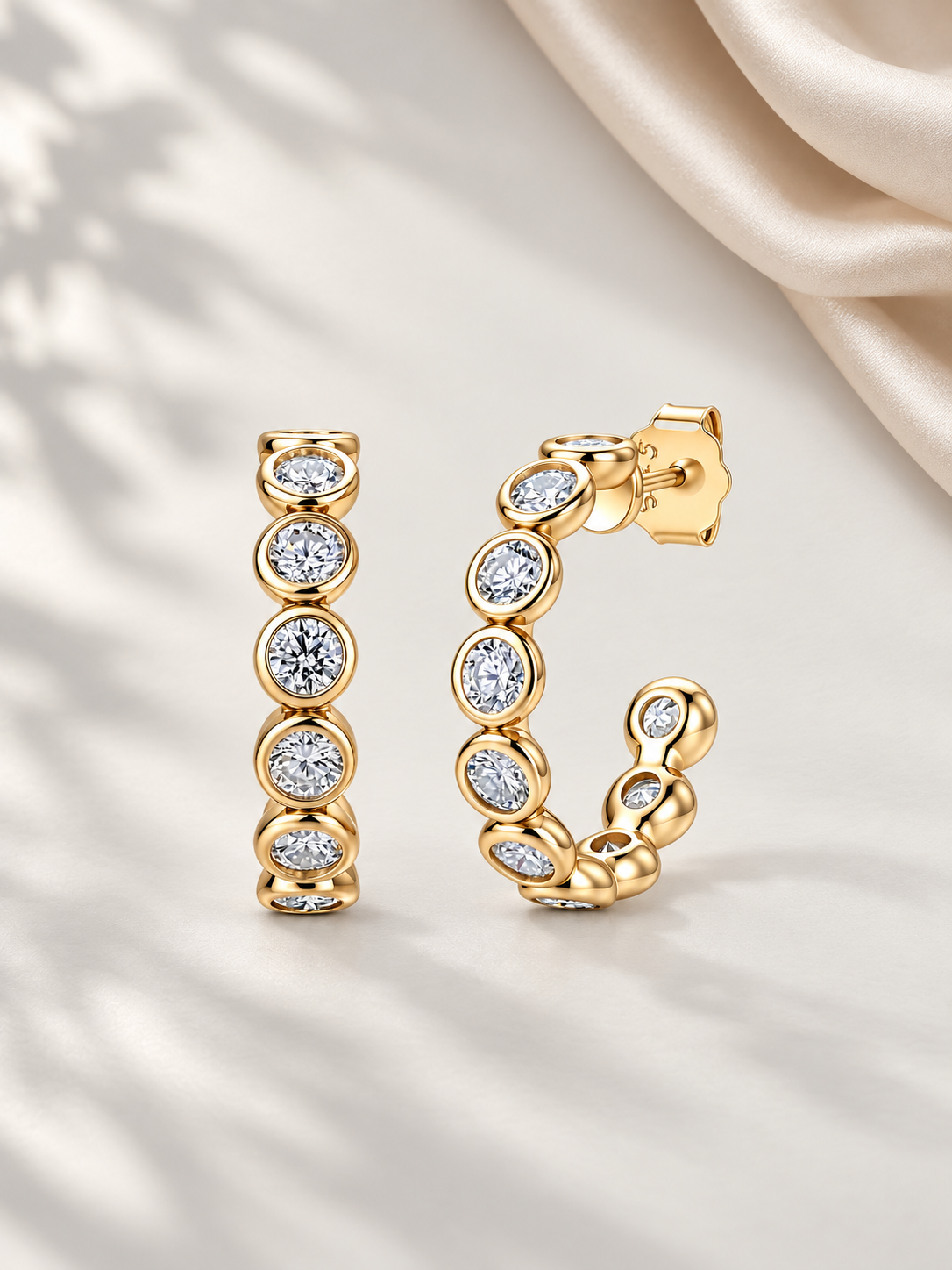 Cercei Hoop Gold cu Moissanite 2 CTW