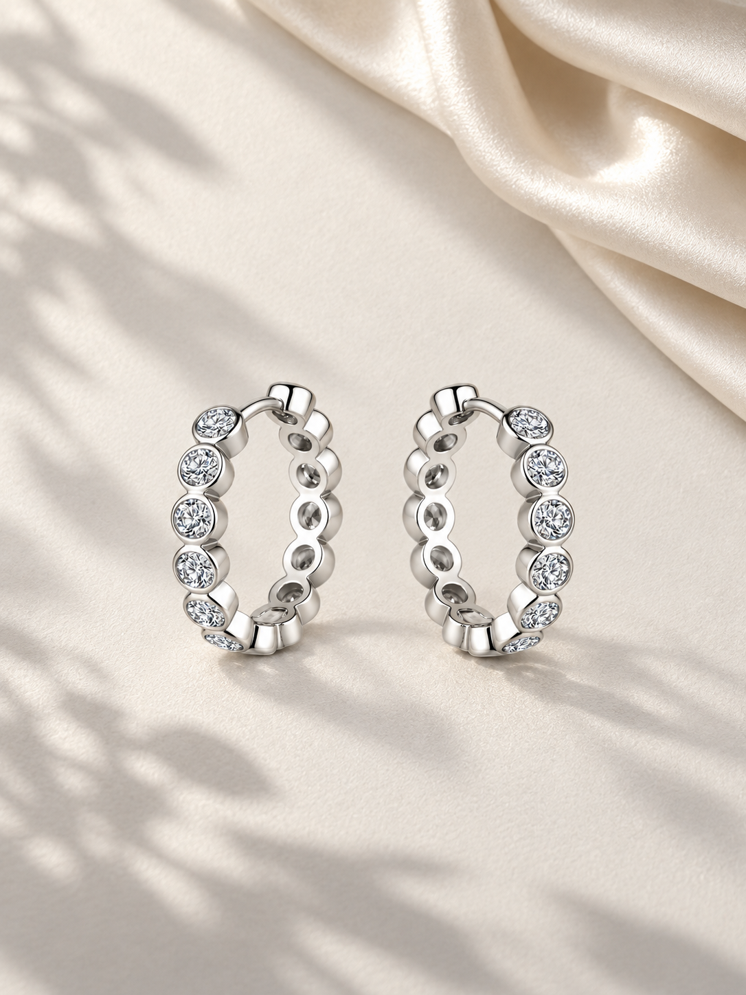 Cercei Hoops Silver cu Moissanite de 3 mm