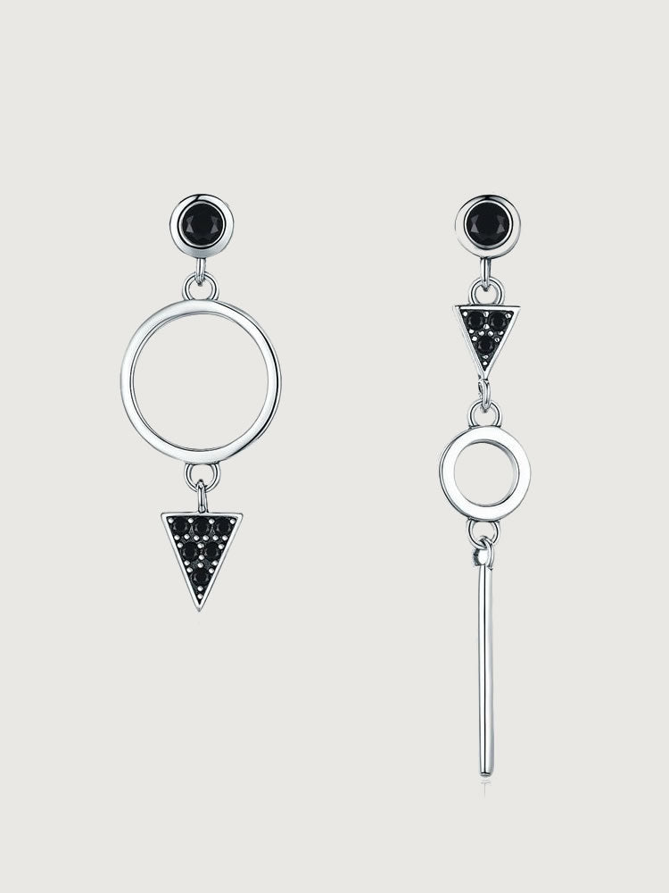 Cercei lungi din argint 925 cu design geometric Geometric Halo