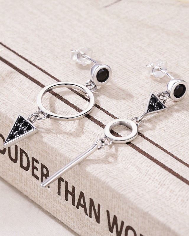 Cercei statement lungi din argint 925 Geometric Halo