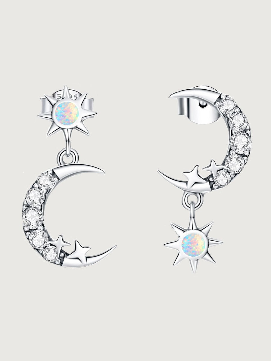 Cercei lungi din argint 925 cu stea și lună Shining Star and Moon