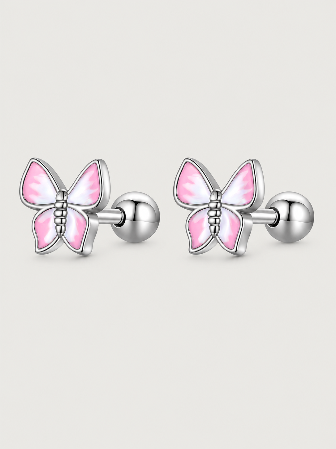 Cercei mici din argint 925 fluture roz Pink Butterfly