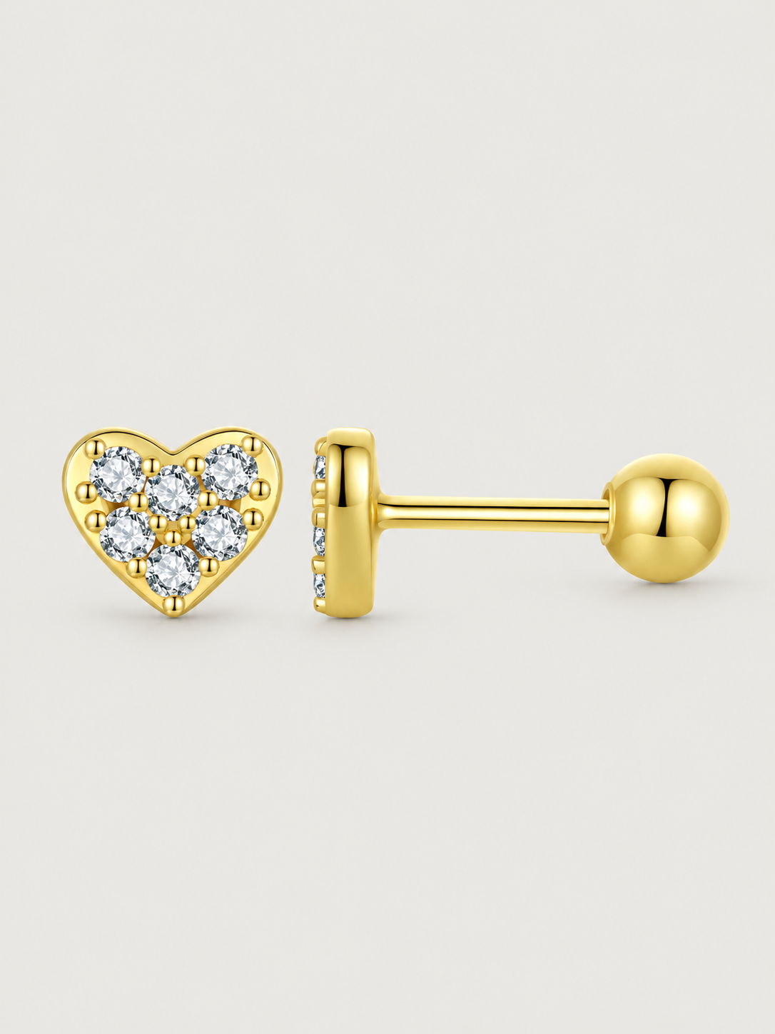Cercei mici din argint 925 placat cu aur inimă cu zirconiu Heartlight Spark Gold