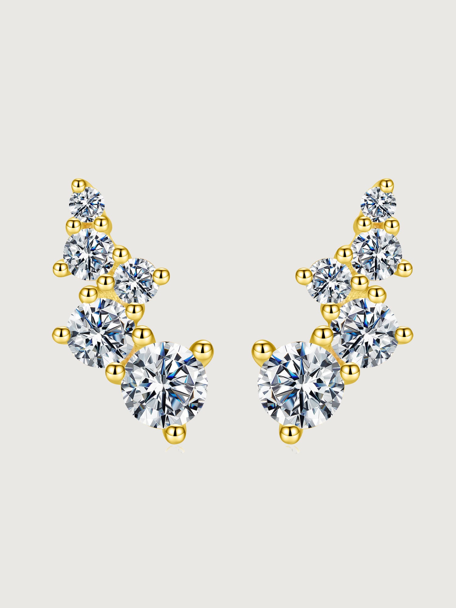 Cercei din argint cu moissanite design cascadă silver și gold