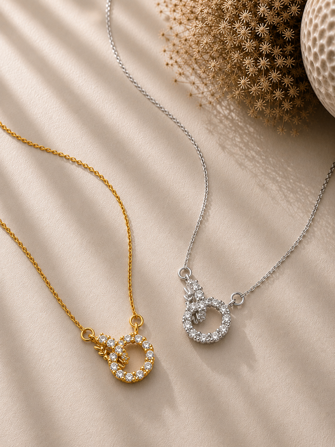 Colier din argint 925 Gold Eternal Loop cu zirconii auriu si argintiu