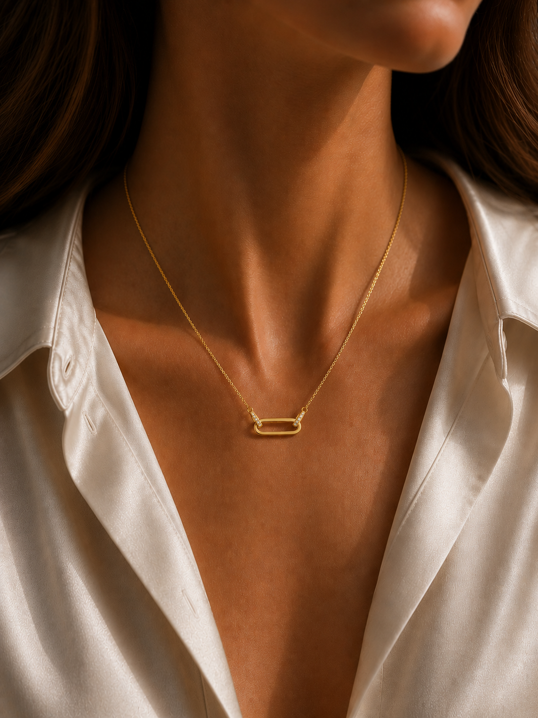 Colier din argint 925 Gold Linked Radiance geometric purtat