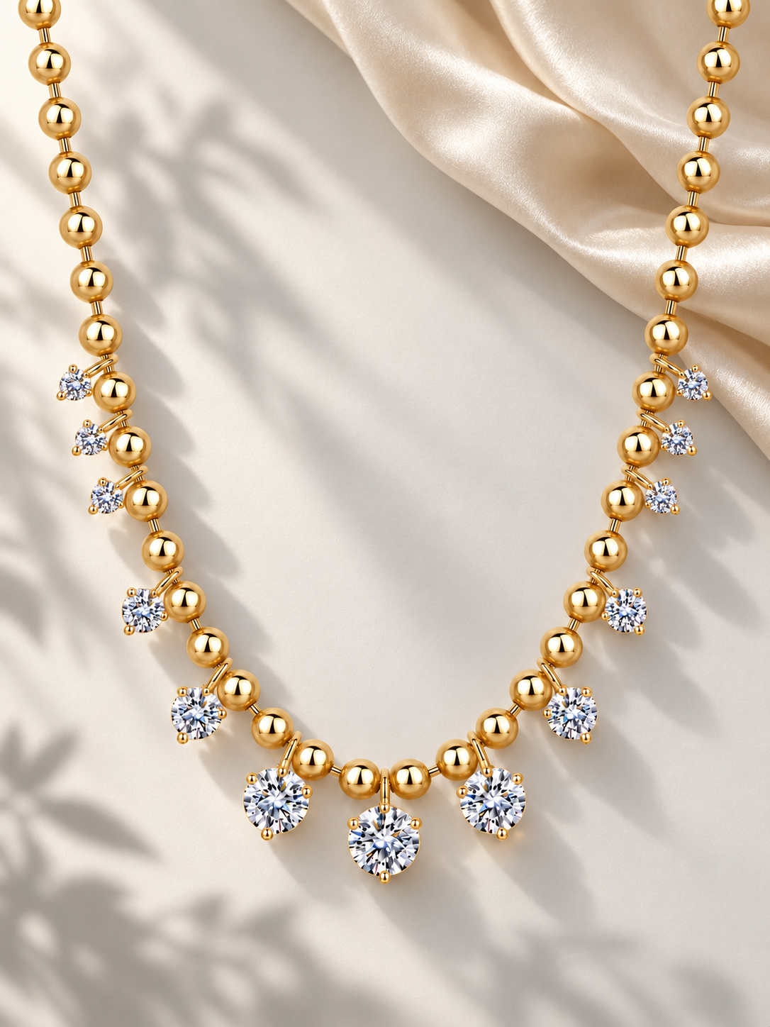 Colier din Argint 925 Gold cu Moissanite Suspendate