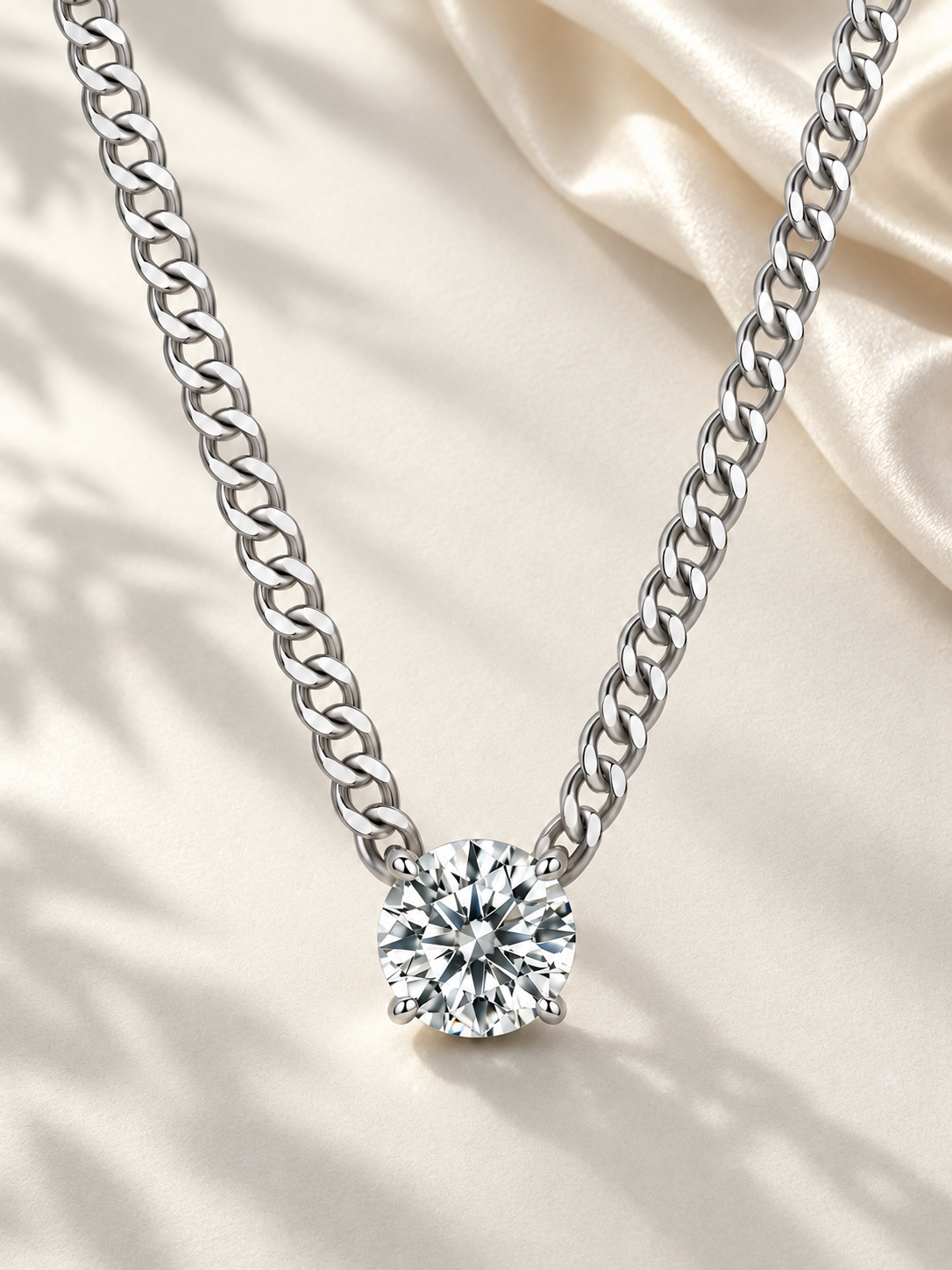 Colier din Argint 925 Silver cu Moissanite 6,5 mm