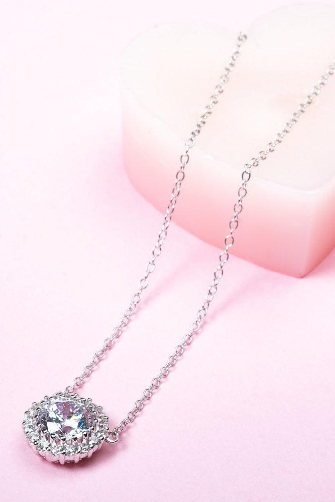Colier din argint 925 cu zirconiu rotund ideal pentru cadou