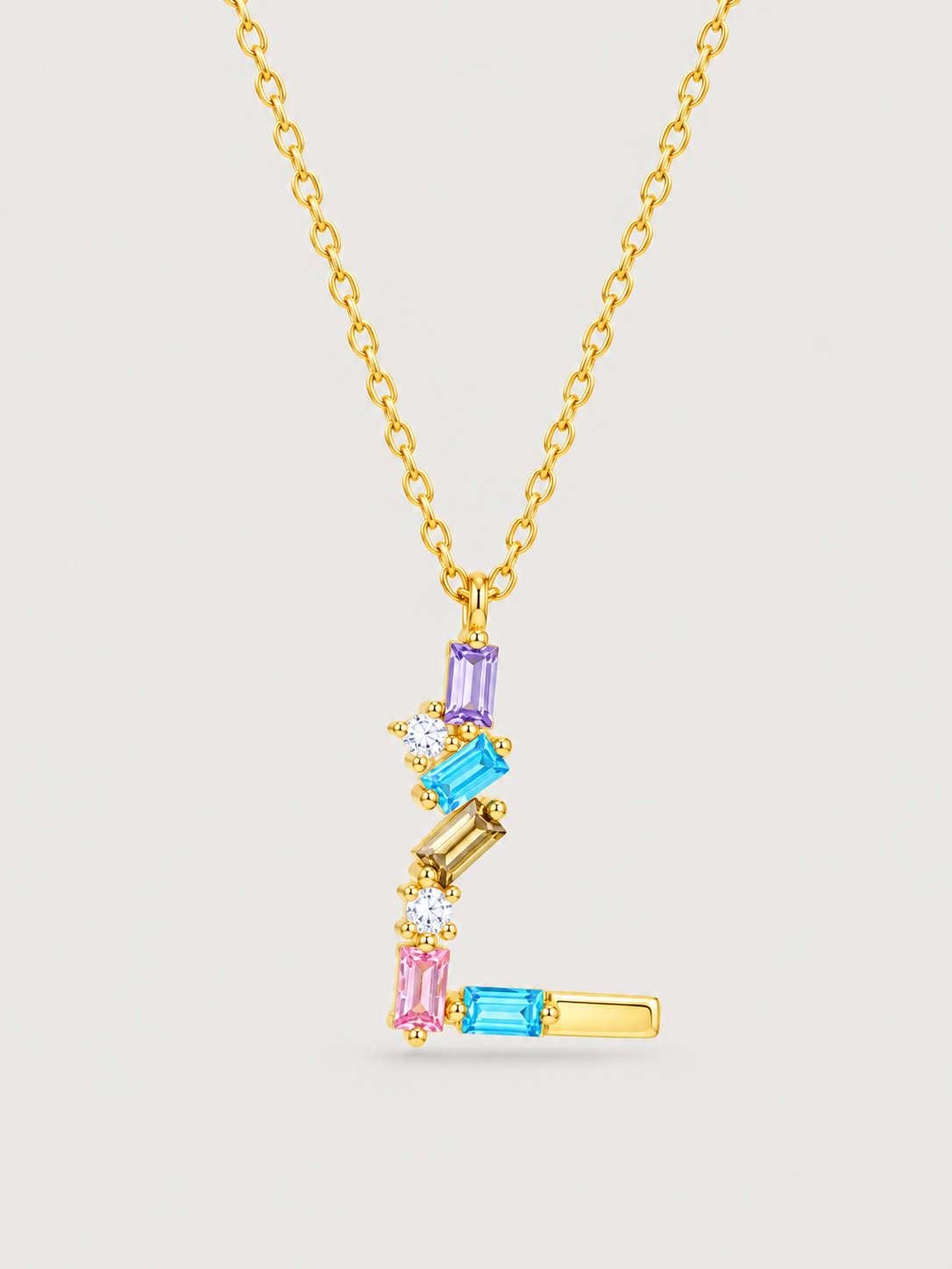 Colier din Argint Gold Rainbow Initial Litera L