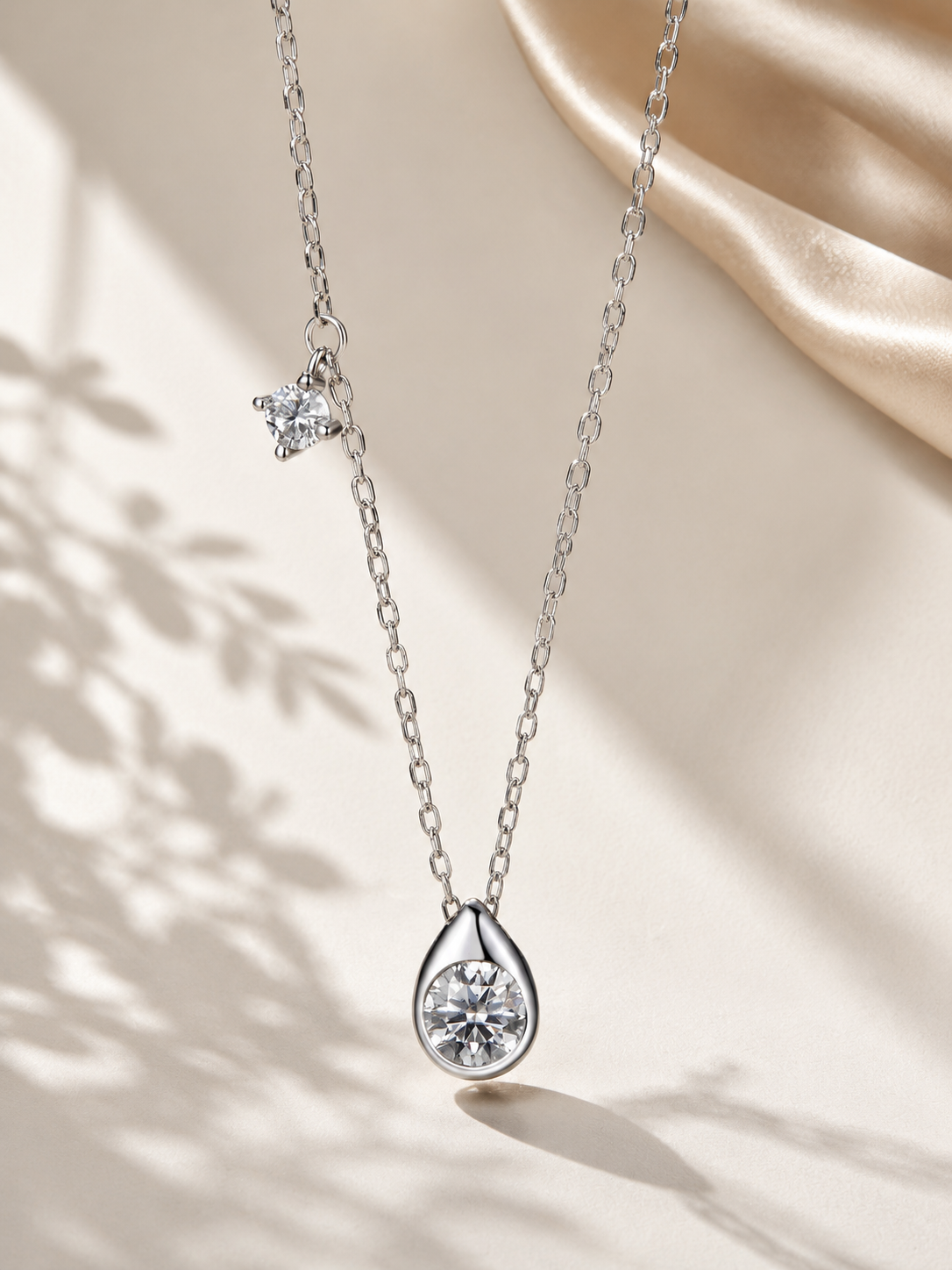 Colier din Argint 925 cu două pietre moissanite