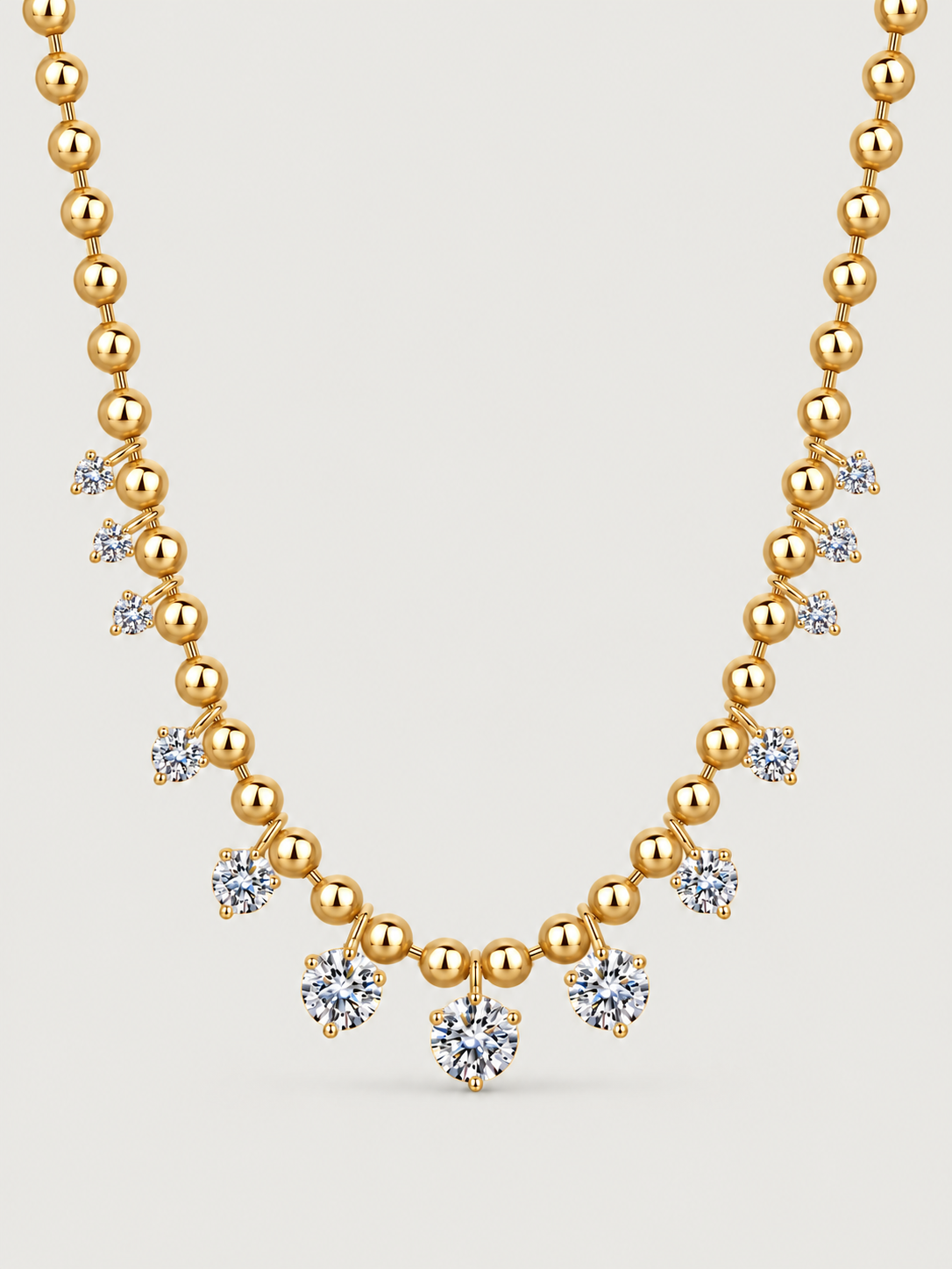 Colier din Argint Moissanite Gold Cascade Glow