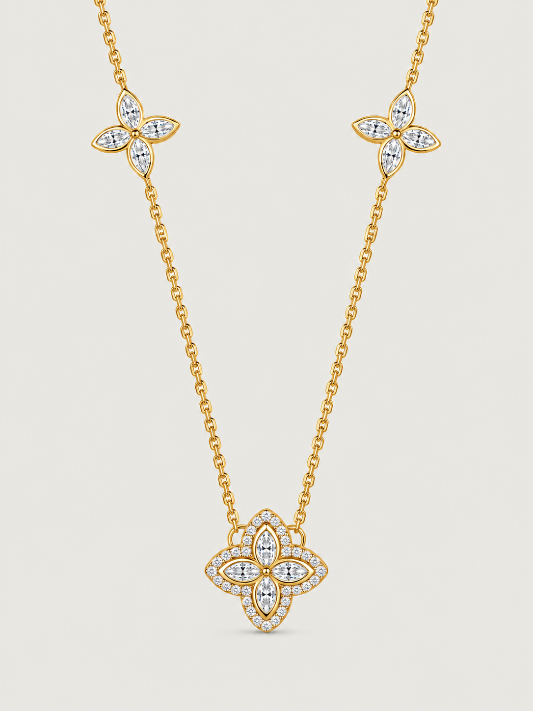 Colier din Argint Moissanite Gold Celestial Bloom