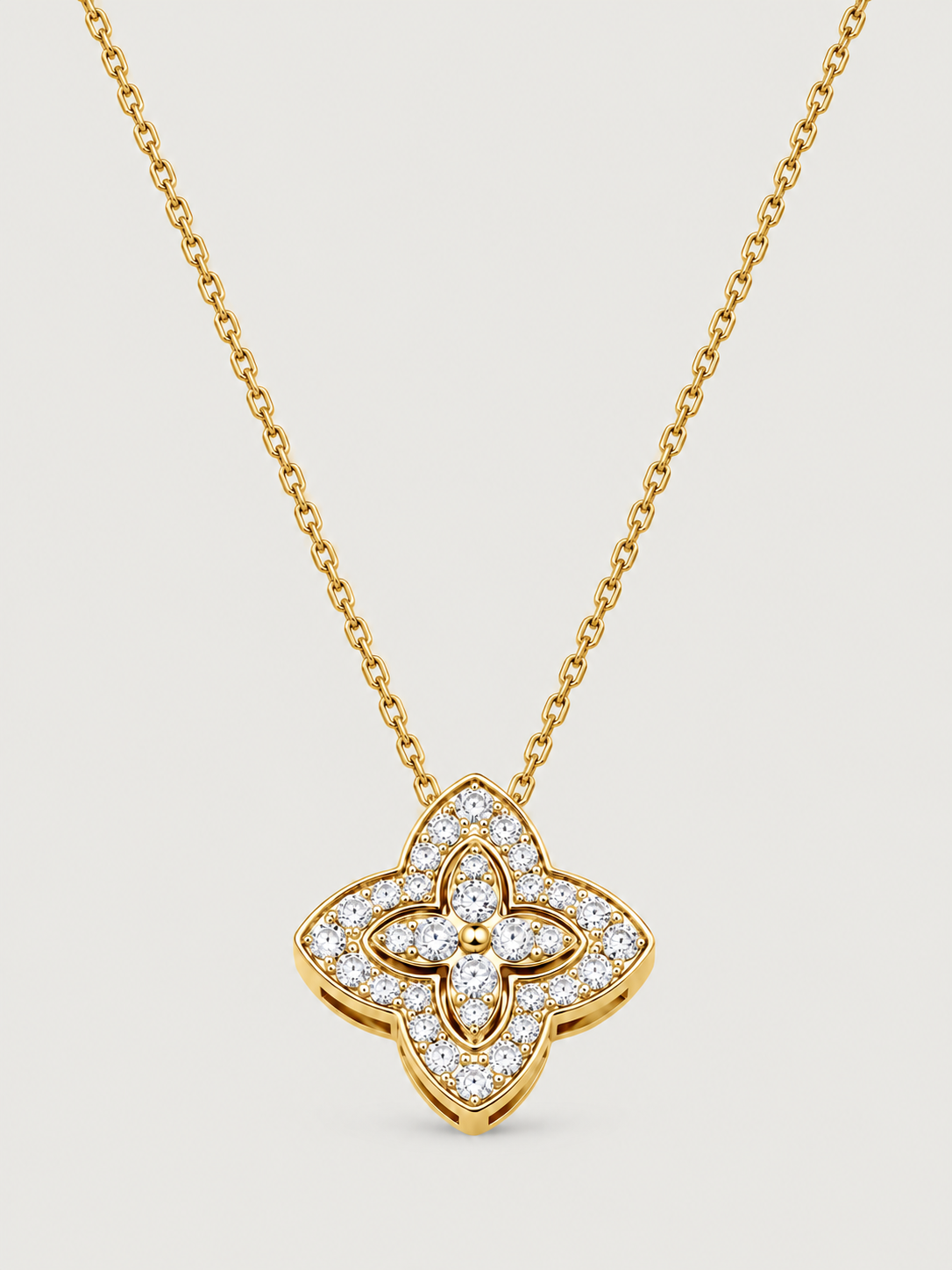 Colier din Argint Moissanite Gold Fleur Lumière