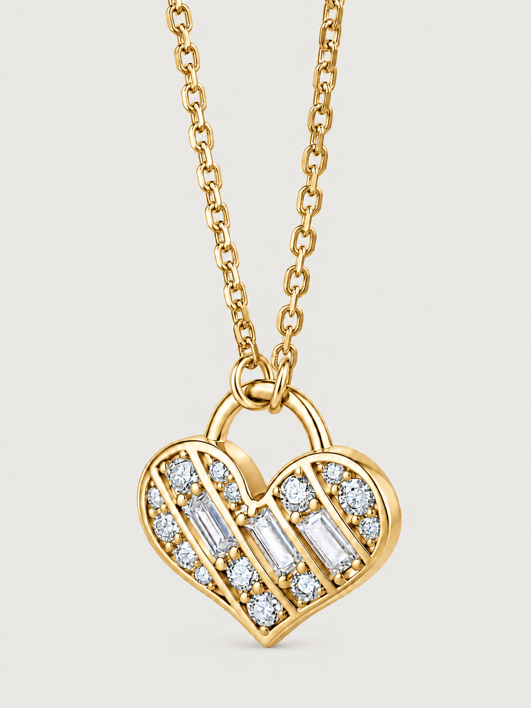 Colier din Argint Moissanite Gold Heart Mosaic