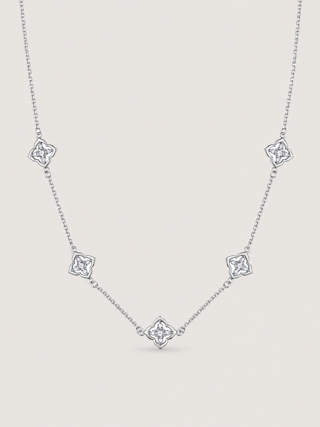 Colier din Argint cu Moissanite Lucky Clover