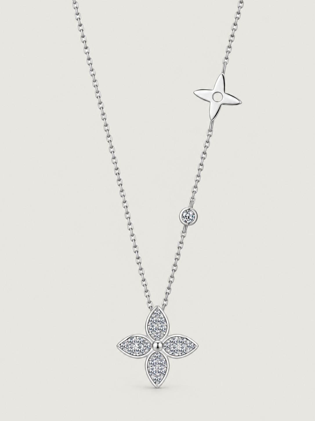 Colier din Argint Moissanite Silver Stellar Clover
