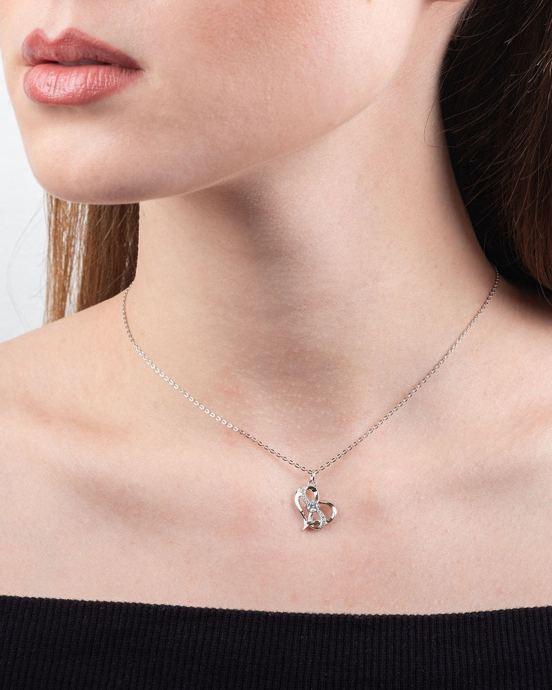 Colier elegant din argint cu zirconii si inima