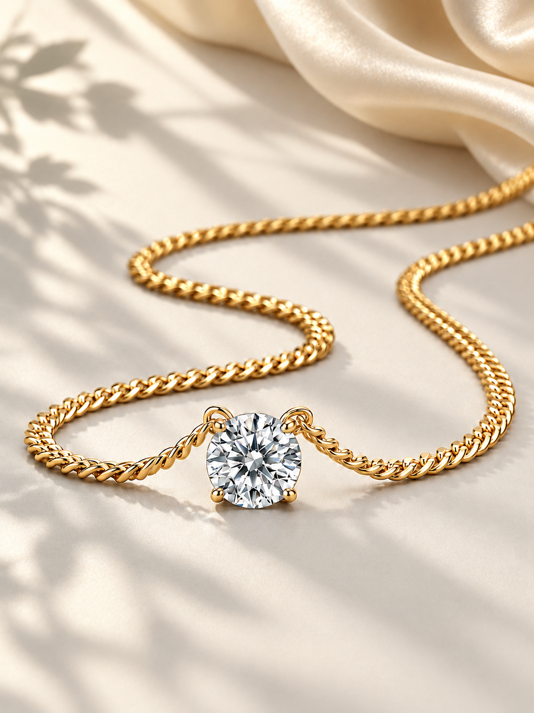 Colier Gold Cuban cu Moissanite 1 CTW