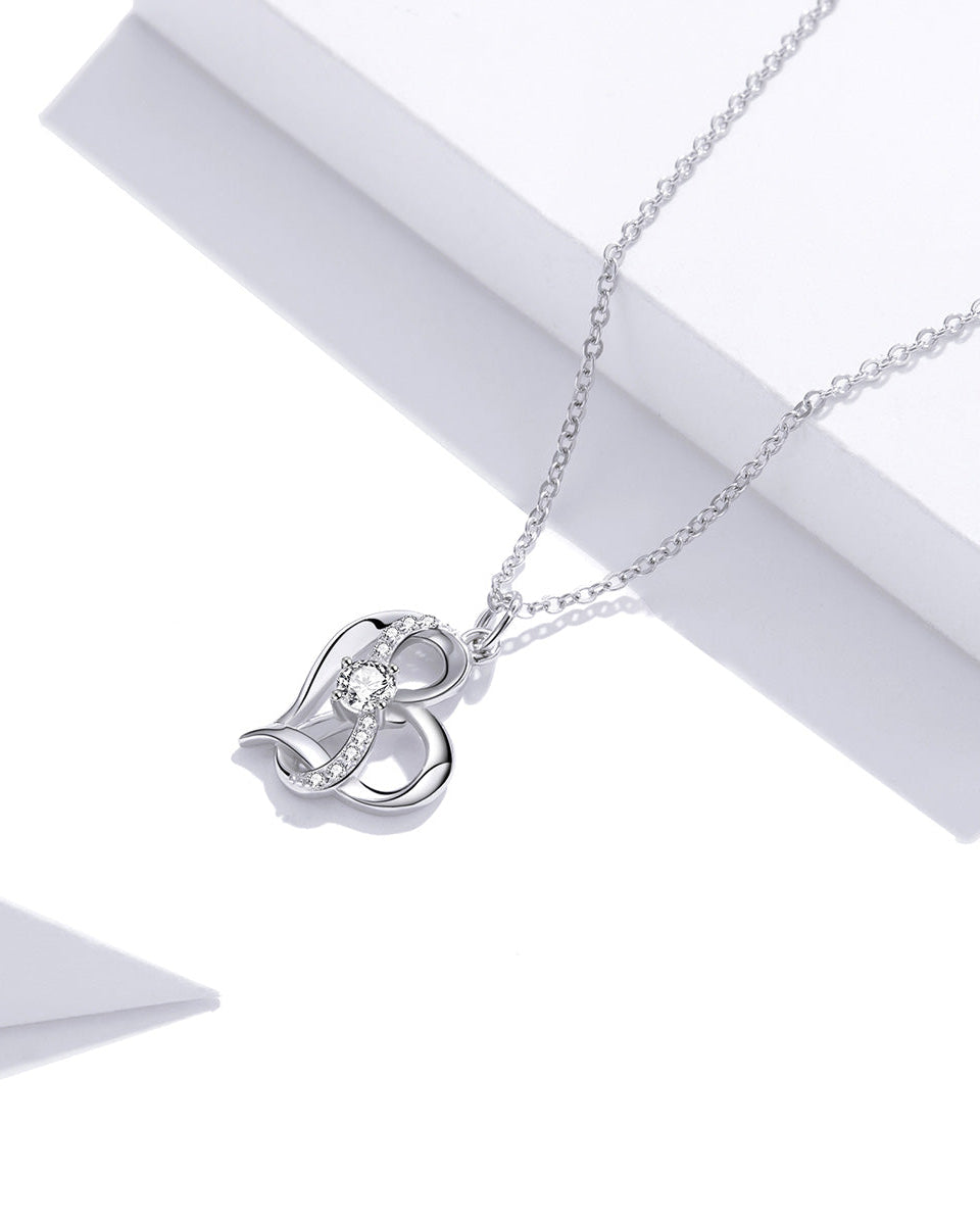 Colier romantic argint inima si infinit