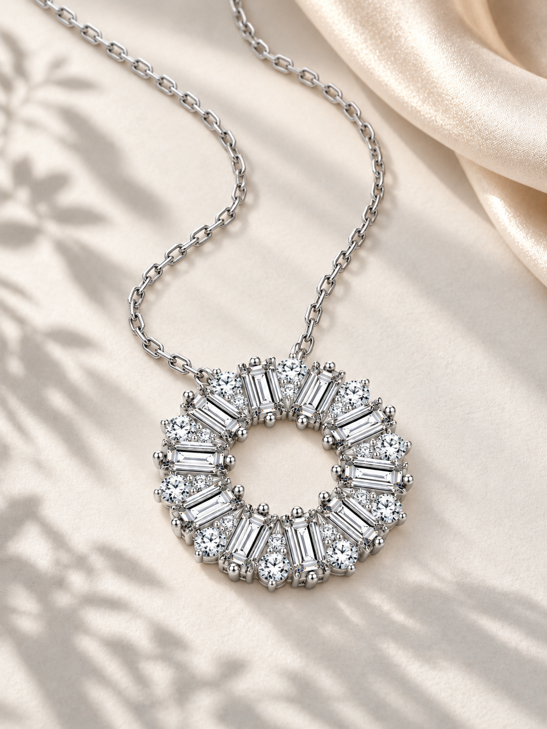 Colier Silver cu Pandantiv Circular și Moissanite