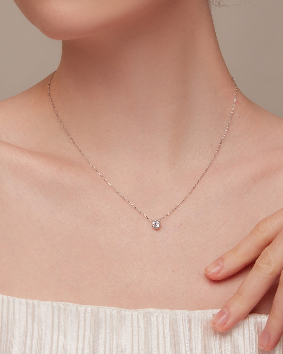 Colier elegant din argint cu zirconiu 5A solitaire