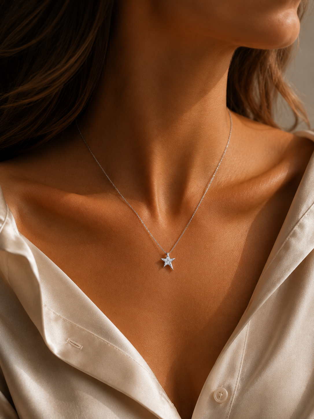 Colier stea din argint 925 Silver Starlit Charm purtat