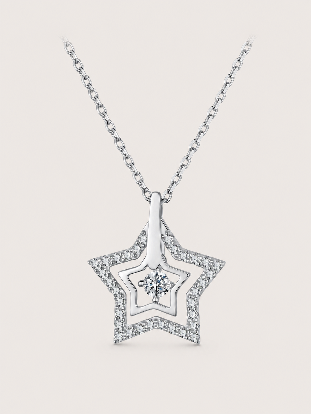 Colier din argint 925 Twinkle Star cu moissanite certificat GRA