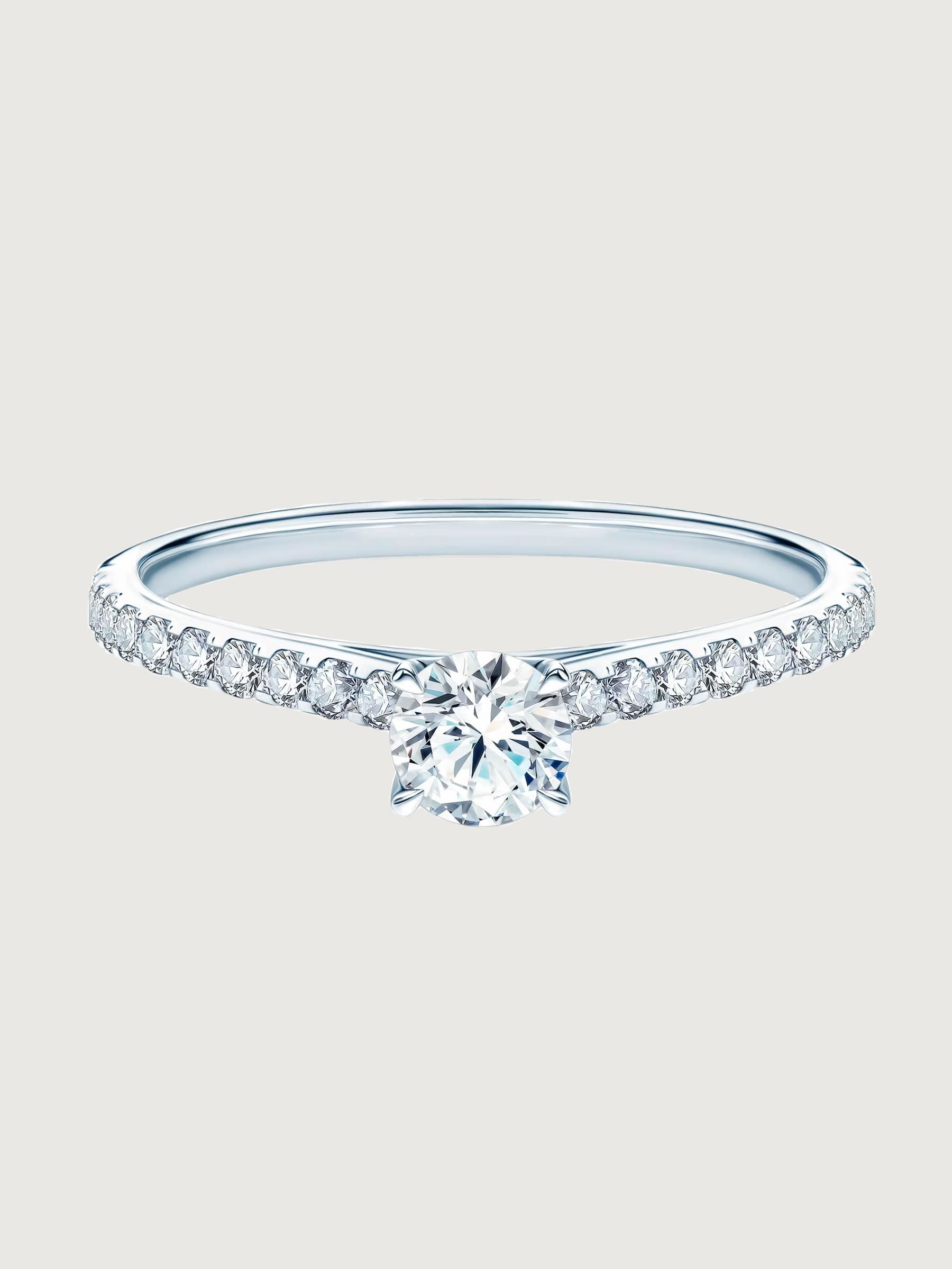 Inel de Logodna Luminous Aura din Aur Alb cu Diamant 0.5Ct si Diamante 0.2Ct