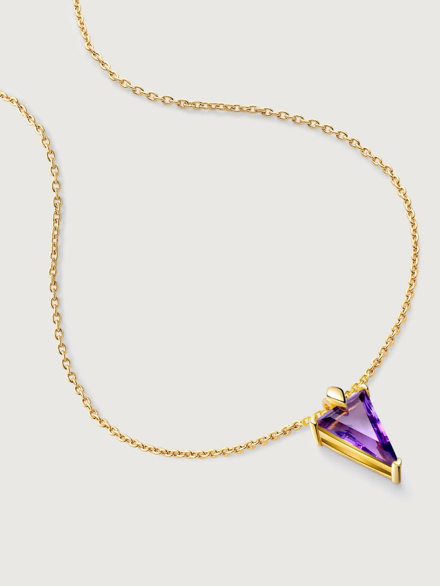 Pandantiv cu Lantisor din Argint Amethyst Elegance in Every Angle Auriu