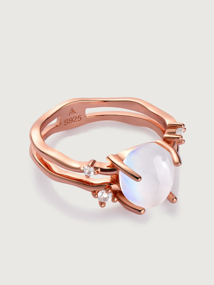Inel din Argint Moonstone Sofia Rose Gold