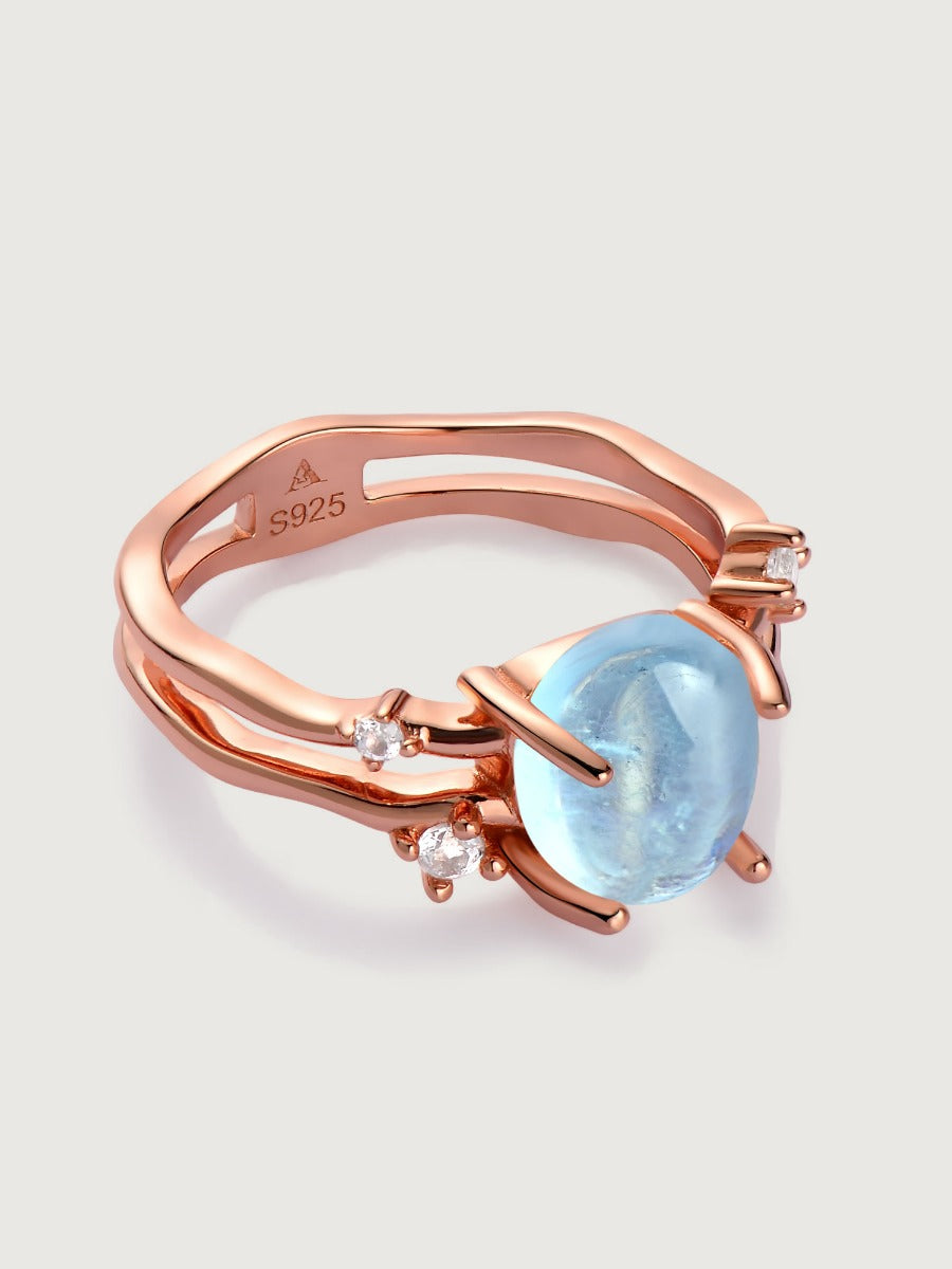 Inel din Argint Aquamarine Sofia Rose Gold