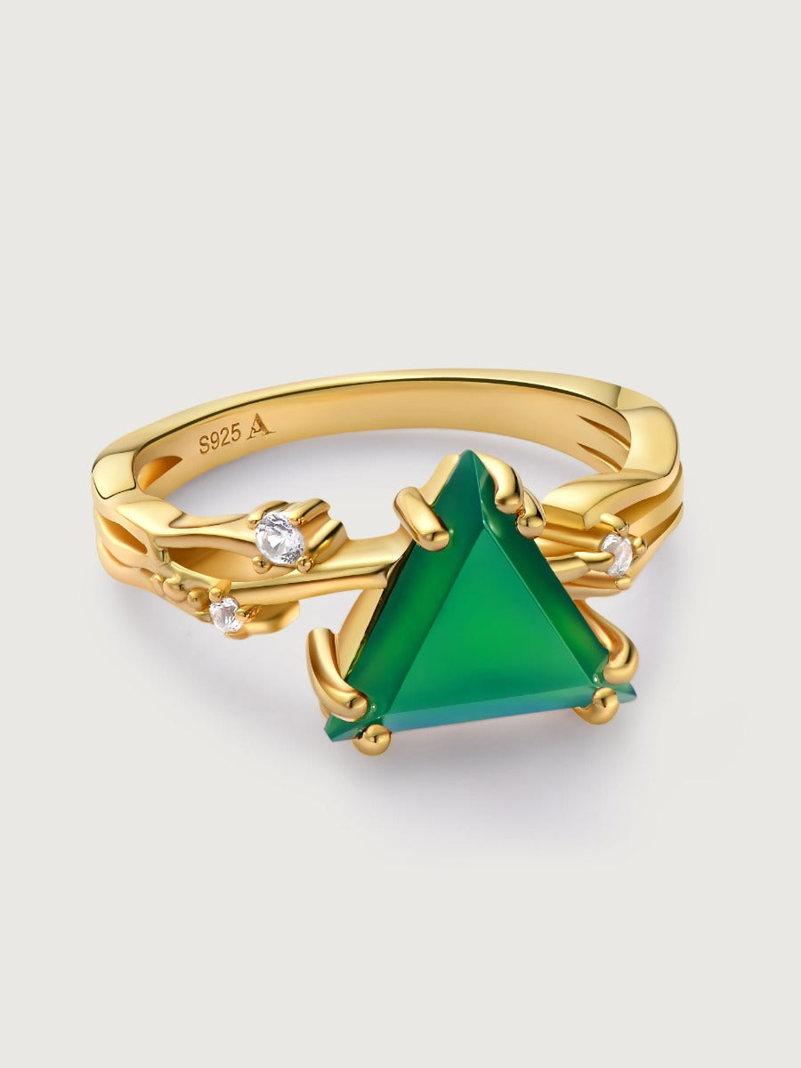 Inel din Argint Green Onyx Valentina Gold