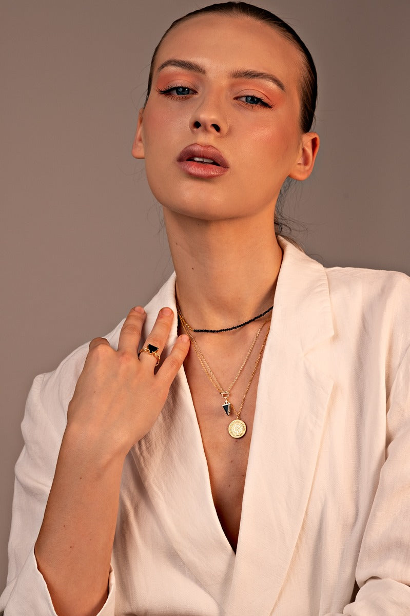 Pandantiv cu Lantisor din Argint Black Onyx Nocturne