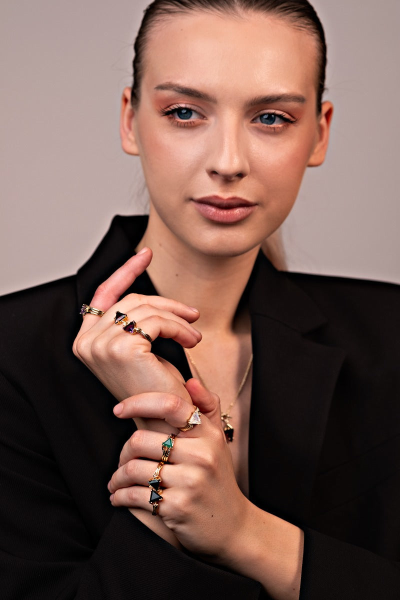 Inel din Argint Garnet Valentina Gold