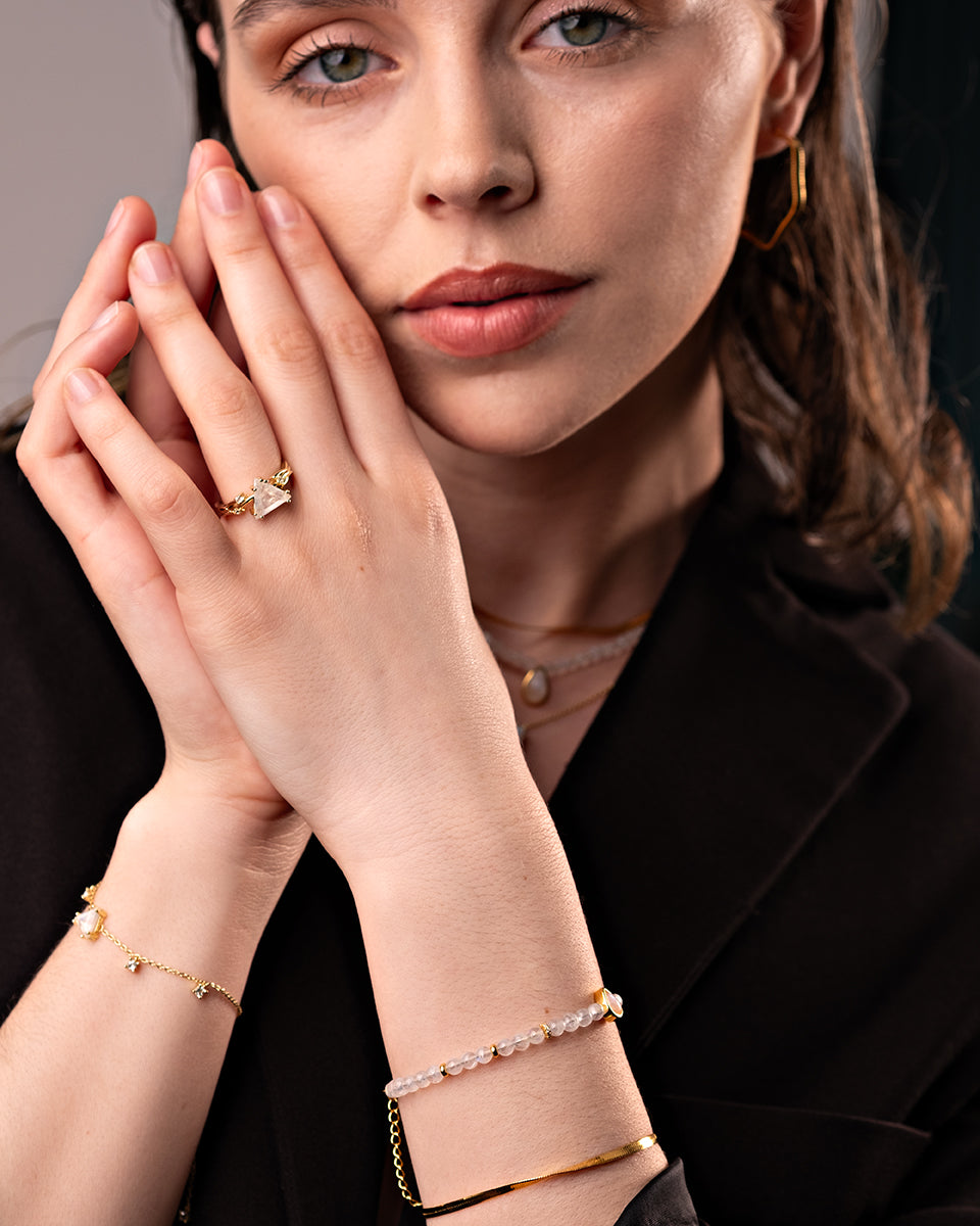 Inel din Argint Moonstone Valentina Gold