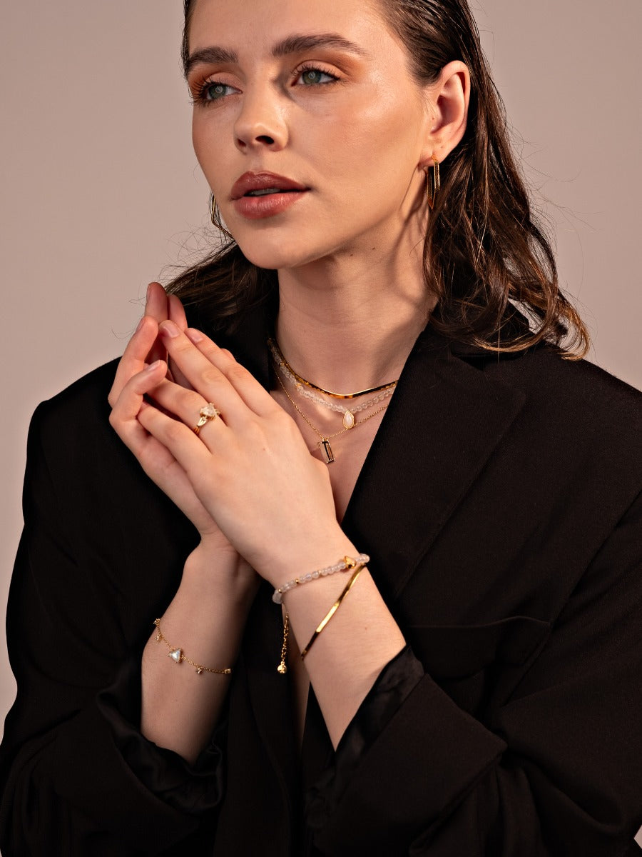 Bratara din Argint Moonstone Elegance in Every Tear Auriu