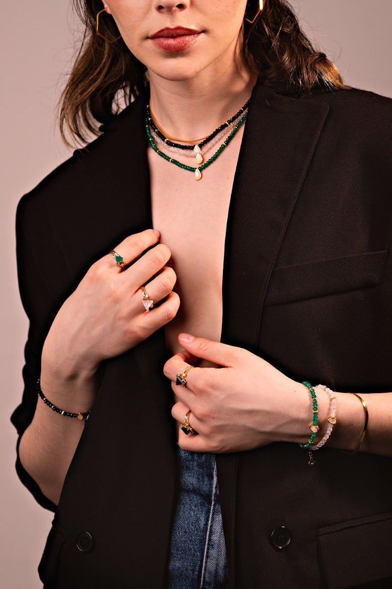 Bratara din Argint Green Onyx Elegance in Every Tear Argintiu