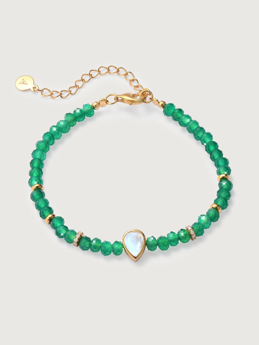 Bratara din Argint Green Onyx Elegance in Every Tear Auriu