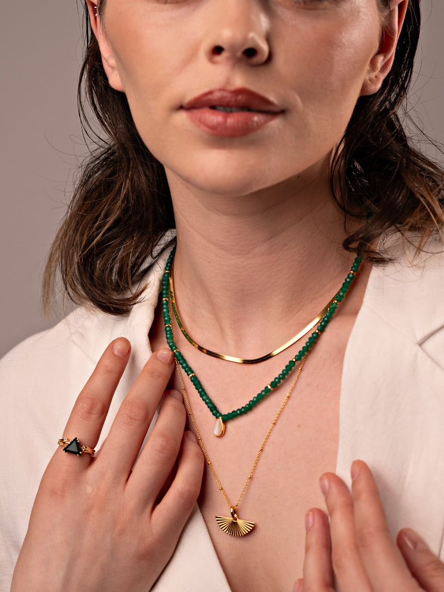 Inel din Argint Green Onyx Valentina Gold