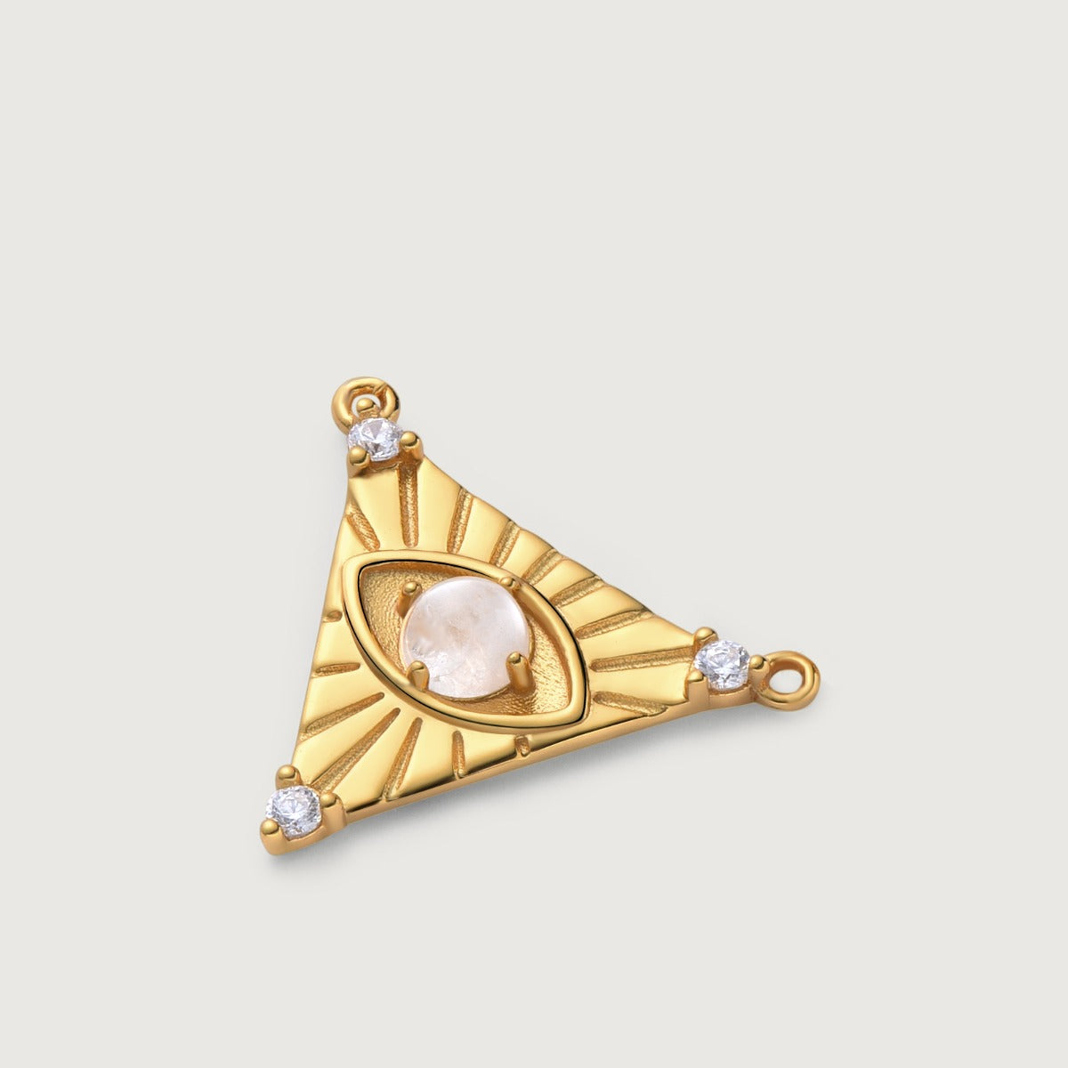 Pandantiv cu Lantisor din Argint Moonstone Solar Eye Auriu