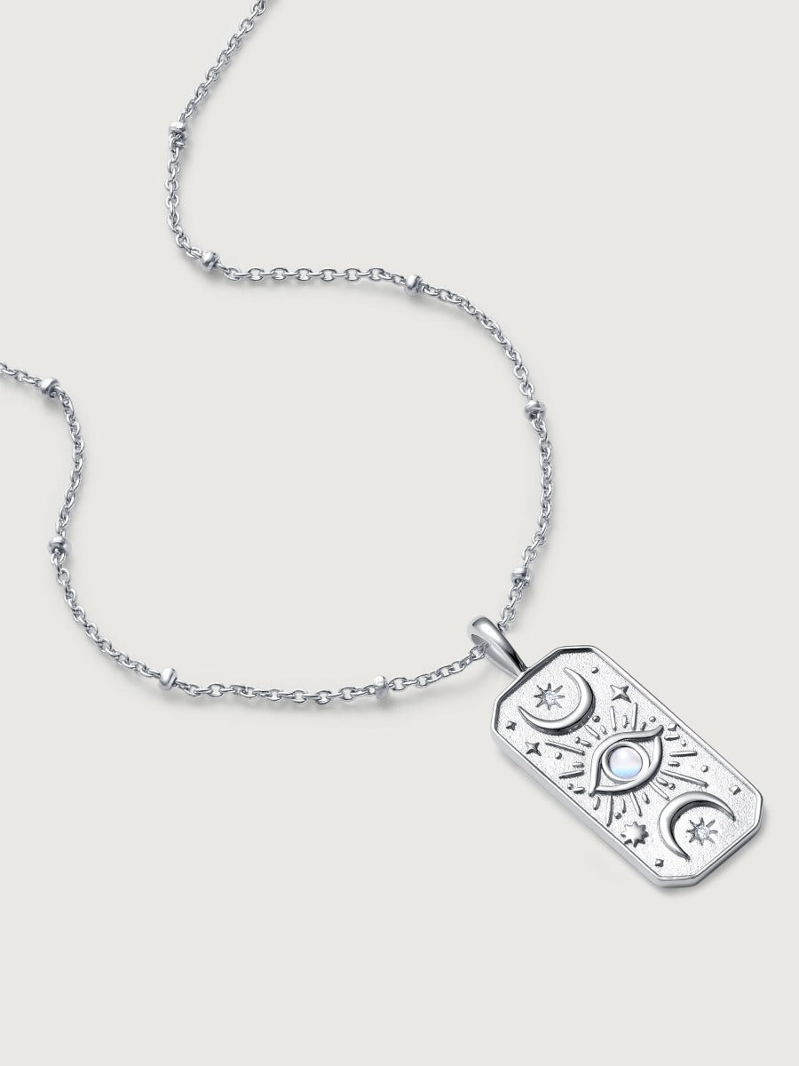 Pandantiv cu Lantisor din Argint Moonstone Celestial Elegance Argintiu