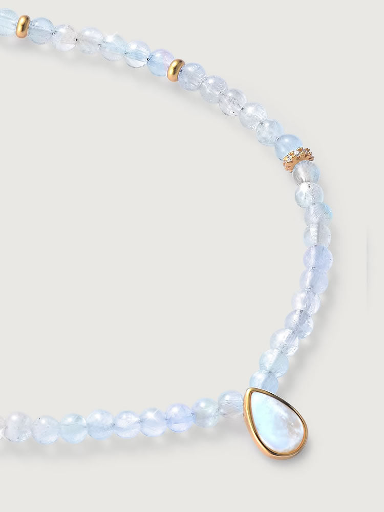 Colier din Argint Moonstone Elegance in Every Tear Auriu